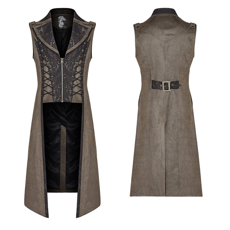 WY-1016 Steampunk The Rope Long Zipper Vest