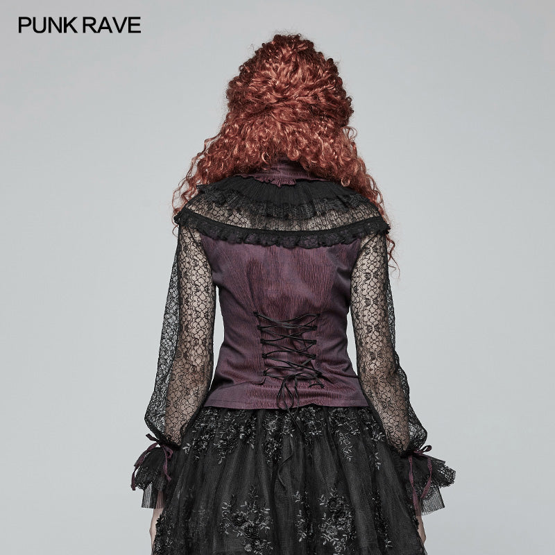 WY-998 Steampunk Translucent Lace Sleeve Vintage Shirt