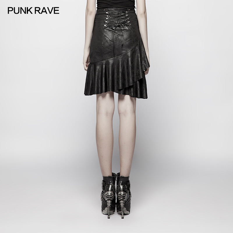 WQ-379 Punk High Waist Stretch Half Skirt