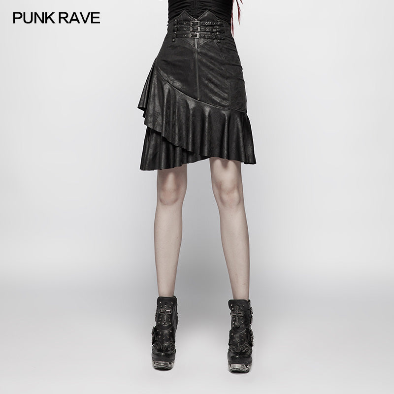 WQ-379 Punk High Waist Stretch Half Skirt