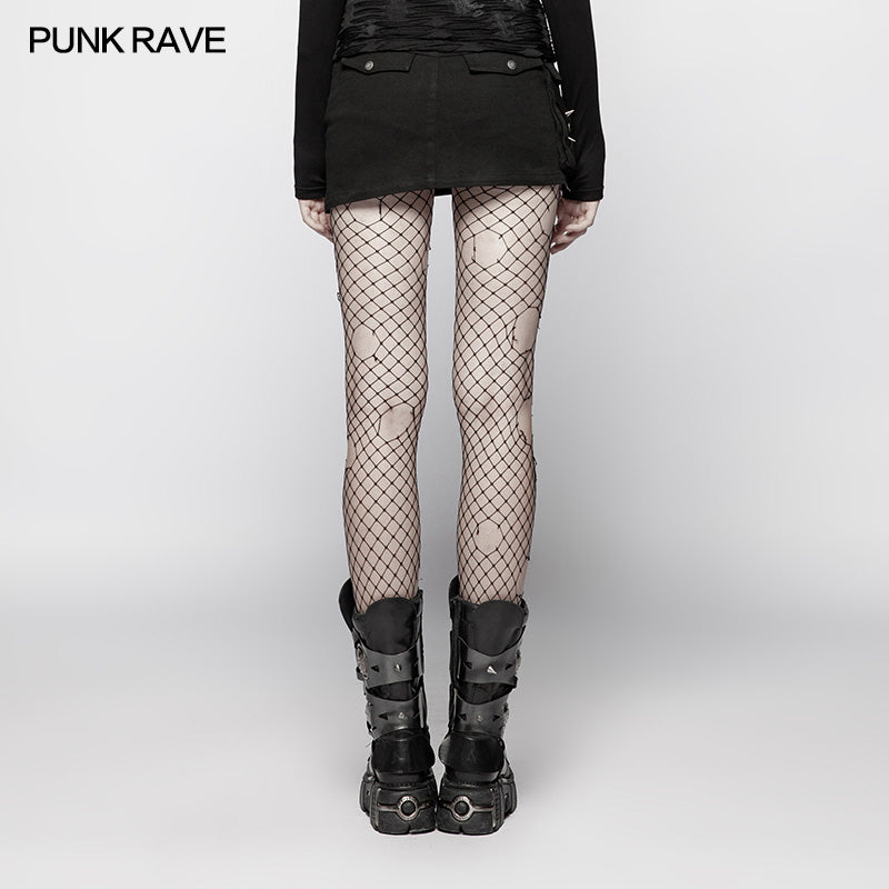 WQ-400 Steampunk Asymmetric Lace-up Skirt