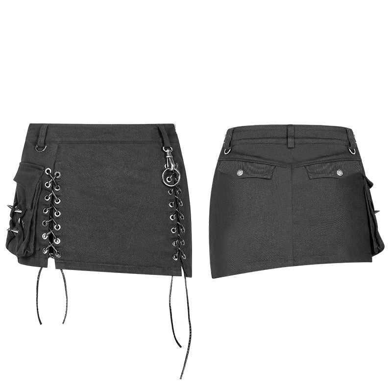 WQ-400 Steampunk Asymmetric Lace-up Skirt