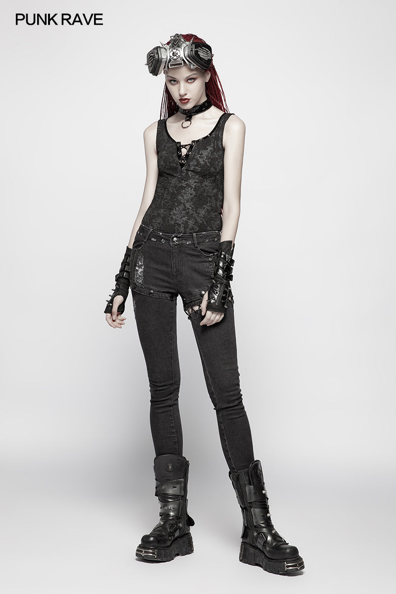 WT-539 Punk Collar Cover Sleeveless Vest