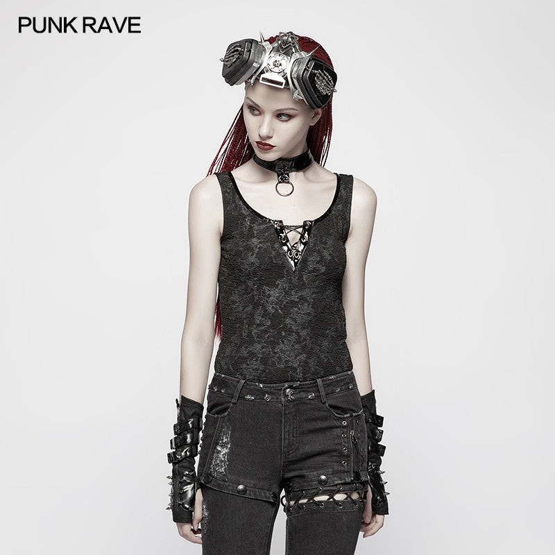 WT-539 Punk Collar Cover Sleeveless Vest