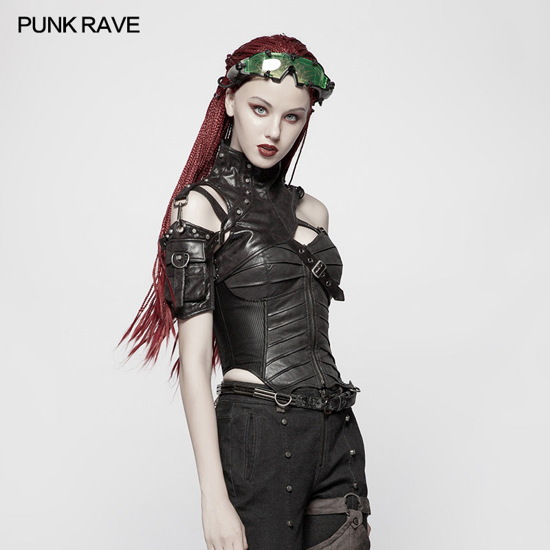 WS-289 Punk High Neck Pu Warrior Shoulder Accessory