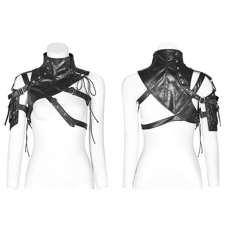 WS-289 Punk High Neck Pu Warrior Shoulder Accessory