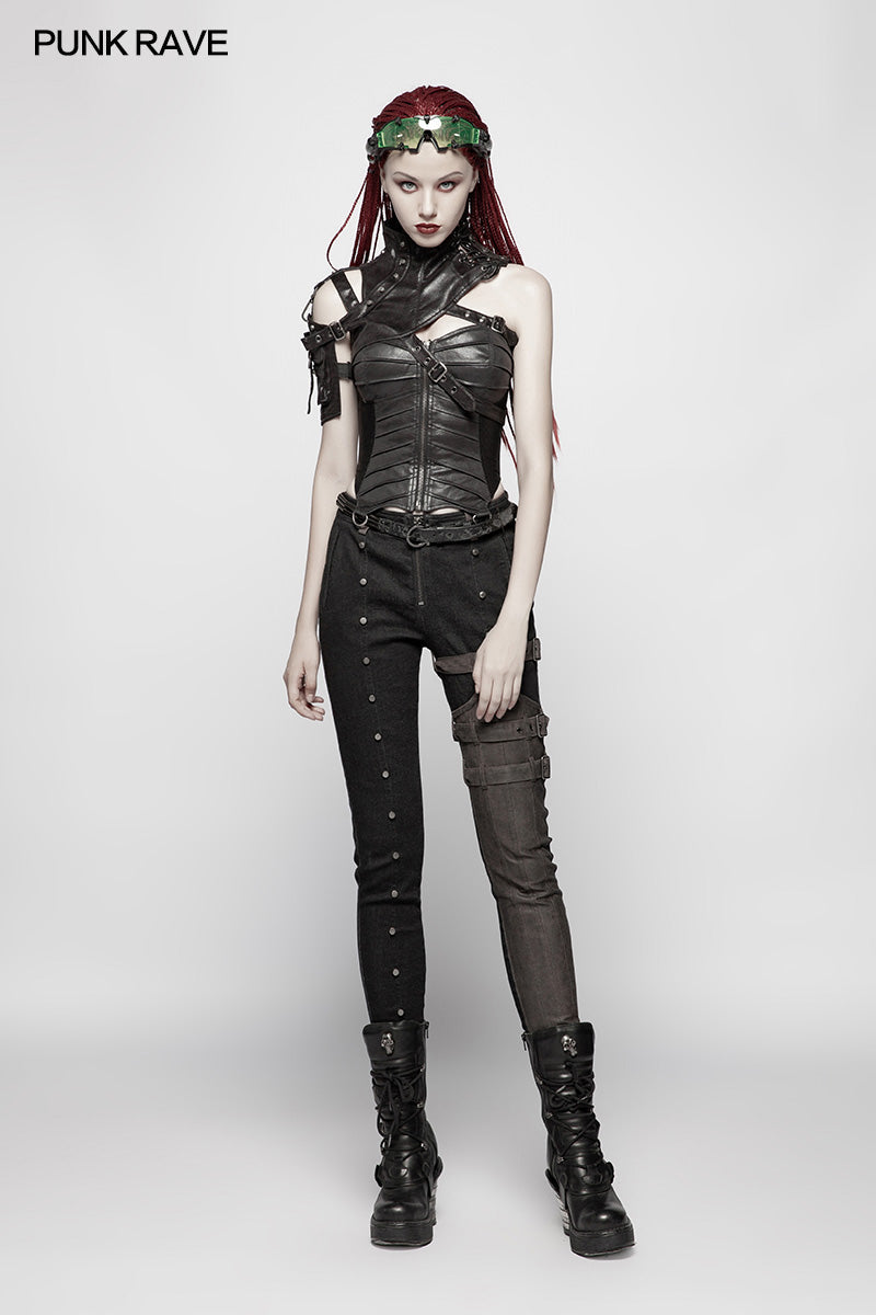 WS-289 Punk High Neck Pu Warrior Shoulder Accessory