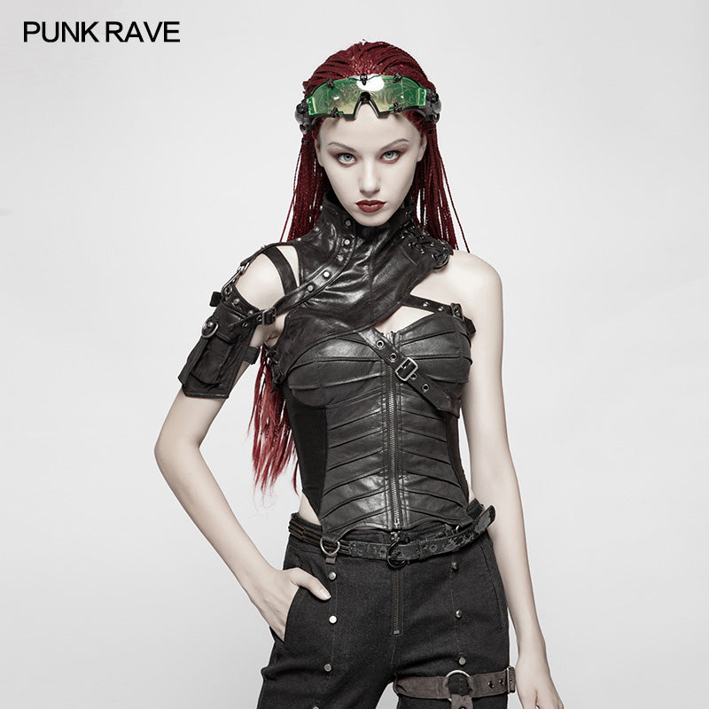 WS-289 Punk High Neck Pu Warrior Shoulder Accessory