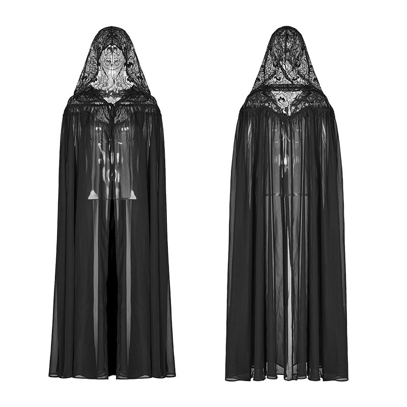 WY-959 Gothic Hooded Chiffon Cape Long Coat