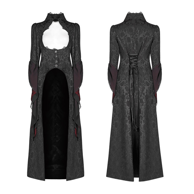 WY-958 Gothic Ruffle Sleeves Court Long Lace Coat