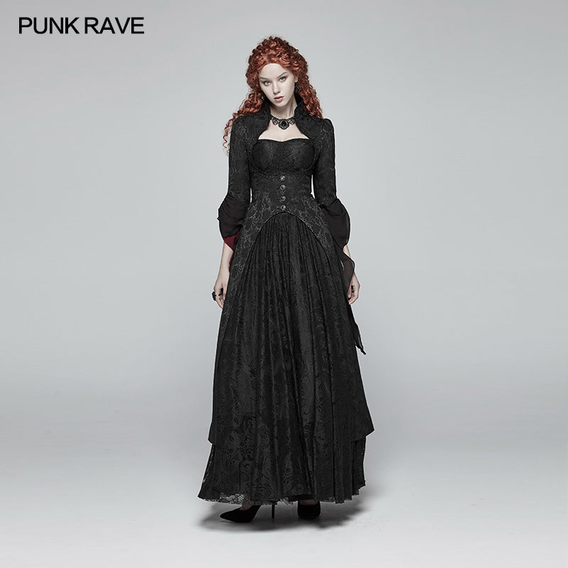 WY-958 Gothic Ruffle Sleeves Court Long Lace Coat