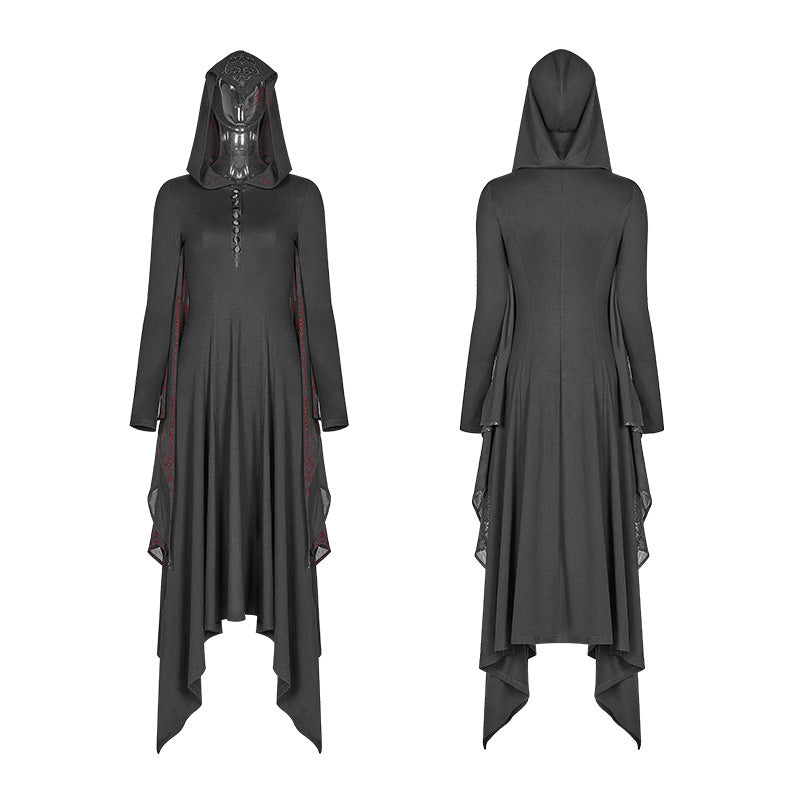 WQ-375 Gothic Bat Wing Hooded Long Sleeves Asymmetrical Dress