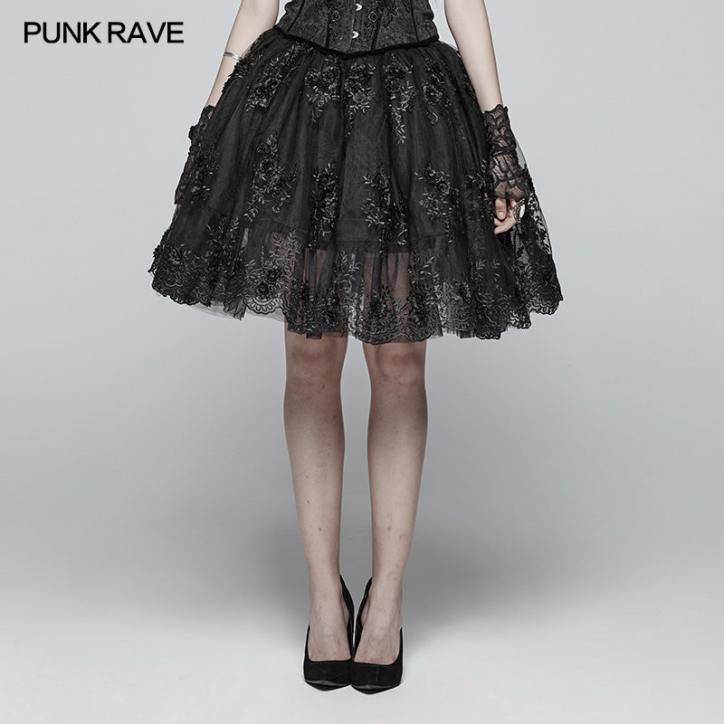 WLQ-088 Gorgeous Lolita Lace Tutu Half Skirt