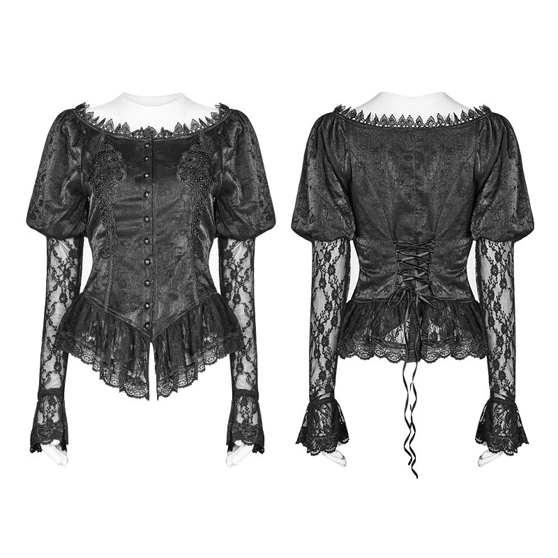 WY-972 Gothic Lantern Sleeve Lace Shirt