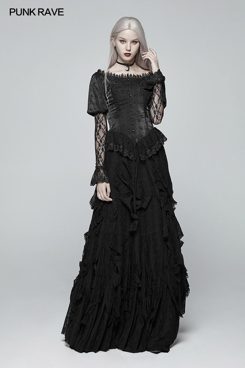 WY-972 Gothic Lantern Sleeve Lace Shirt