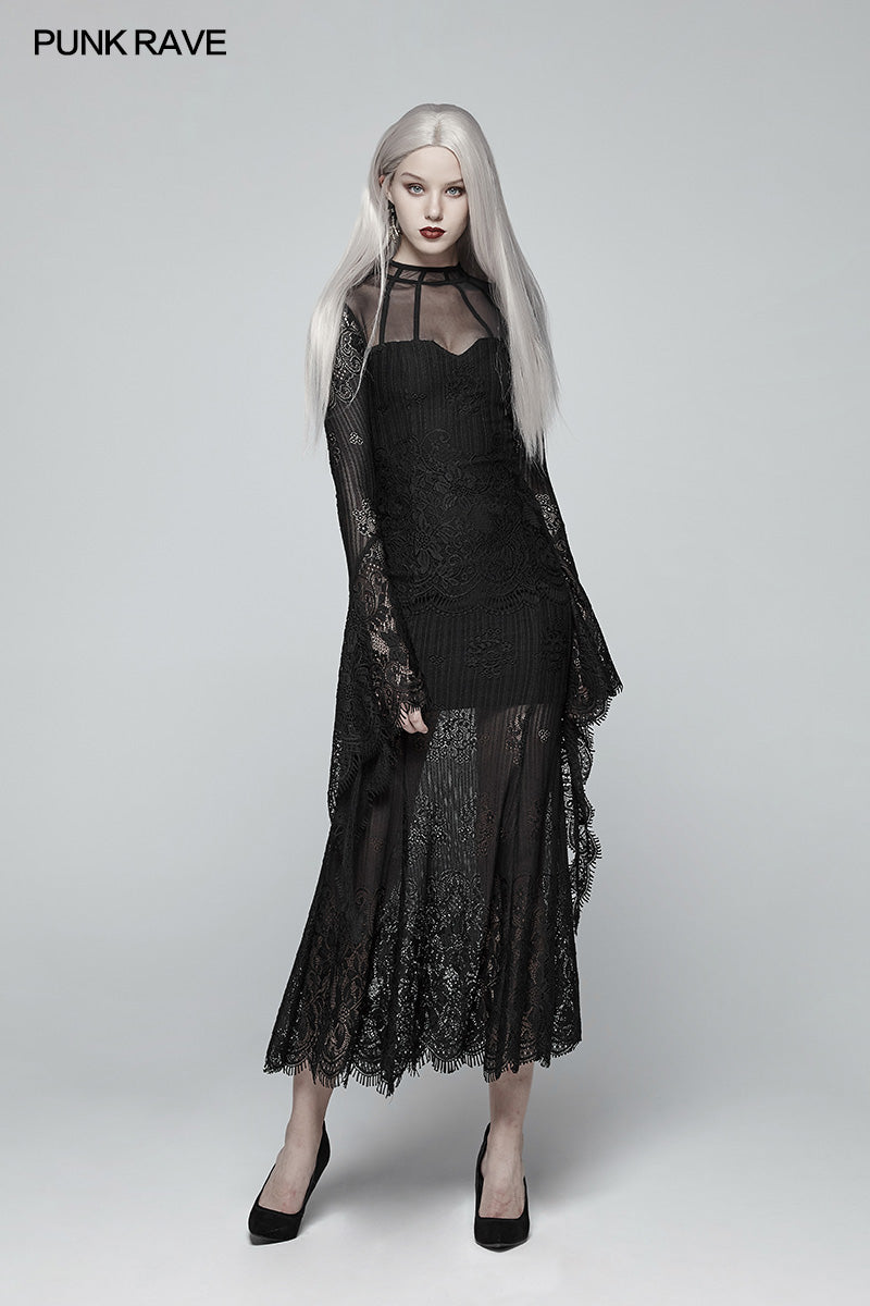 WQ-382 Gothic Daily Wear Long Sleeves Lace Dress