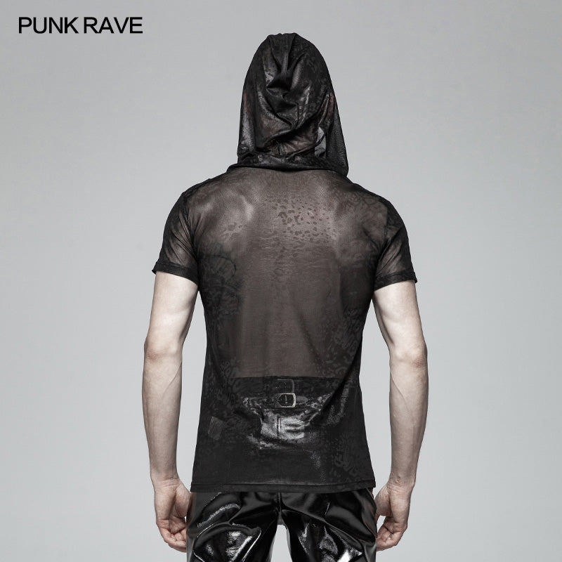 WT-566 Punk Perspective Hooded Tulle T-shirt