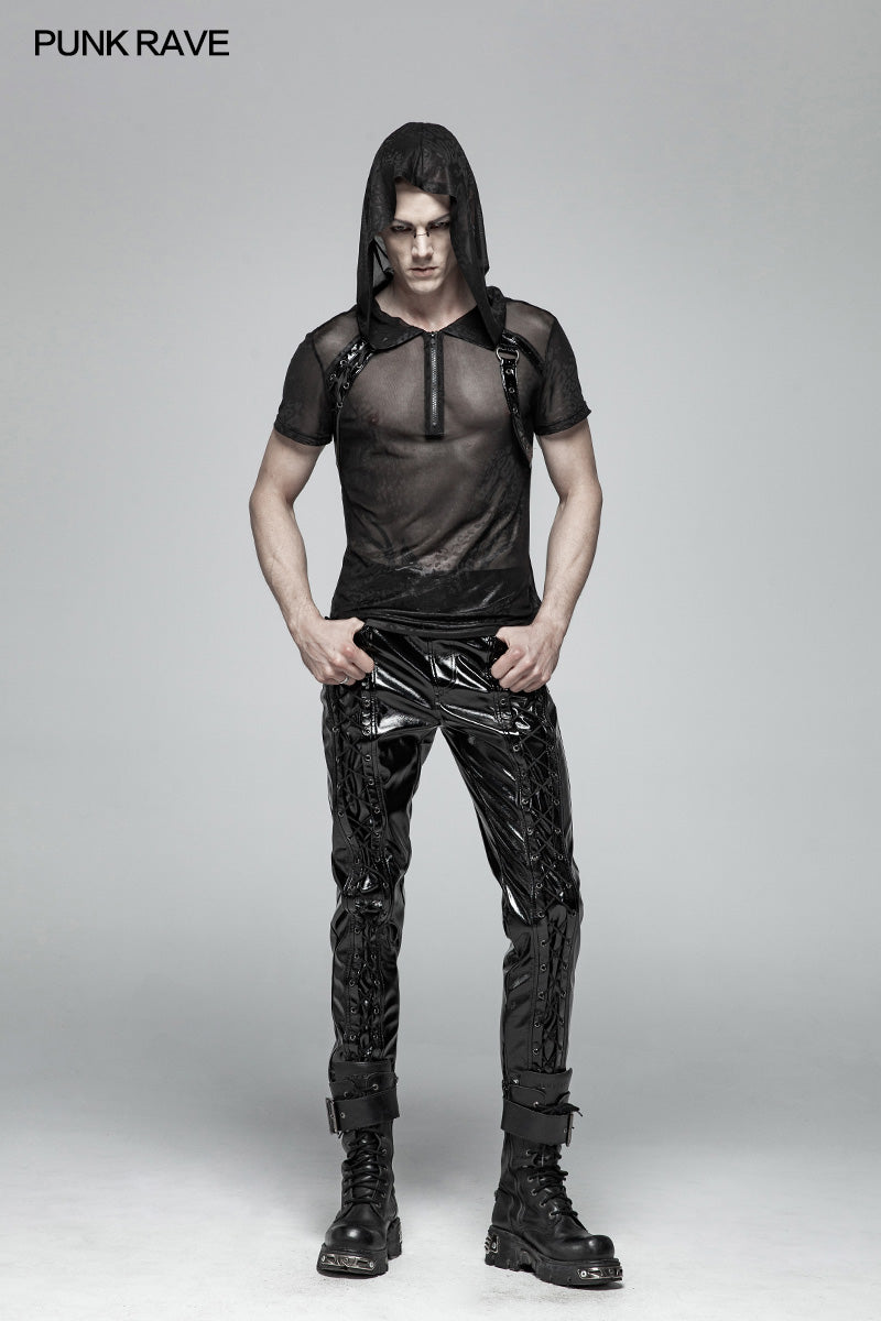 WT-566 Punk Perspective Hooded Tulle T-shirt