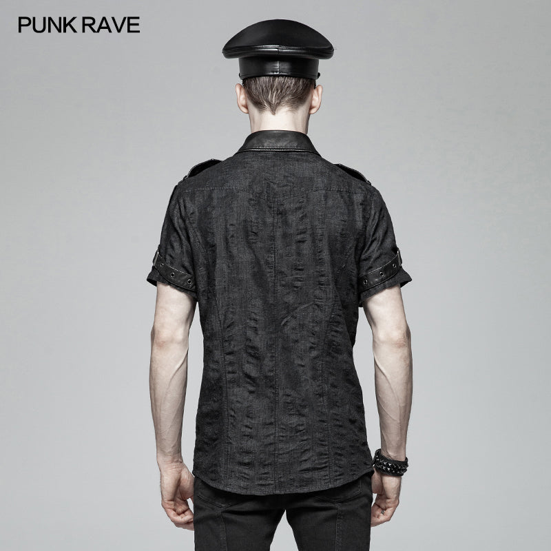 WY-1006 Men Punk Simple Short Sleeve Shirt