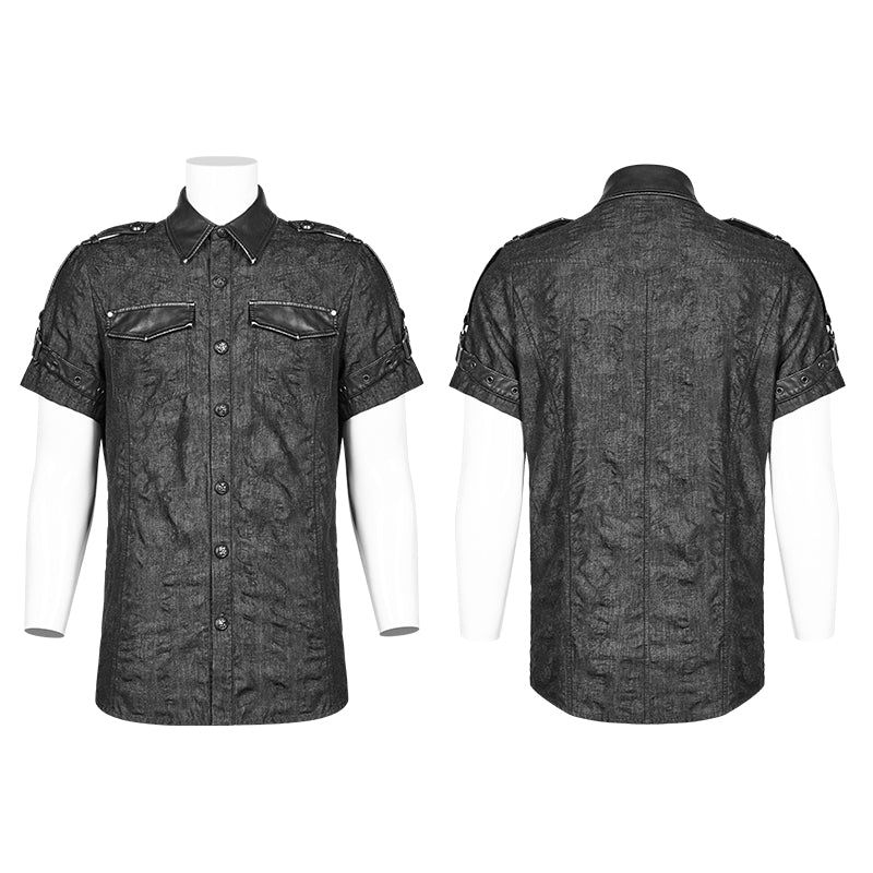 WY-1006 Men Punk Simple Short Sleeve Shirt