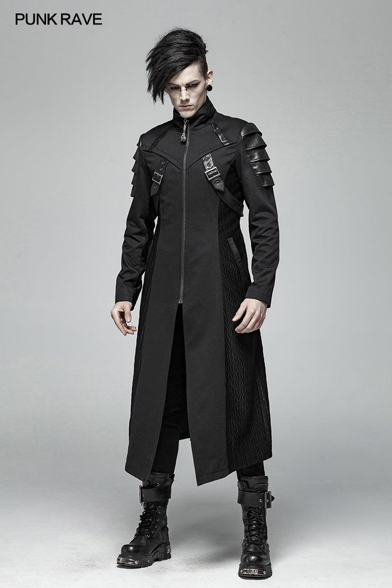 WY-999 Men Dark Punk Armor Jacket Long Handsome Coat