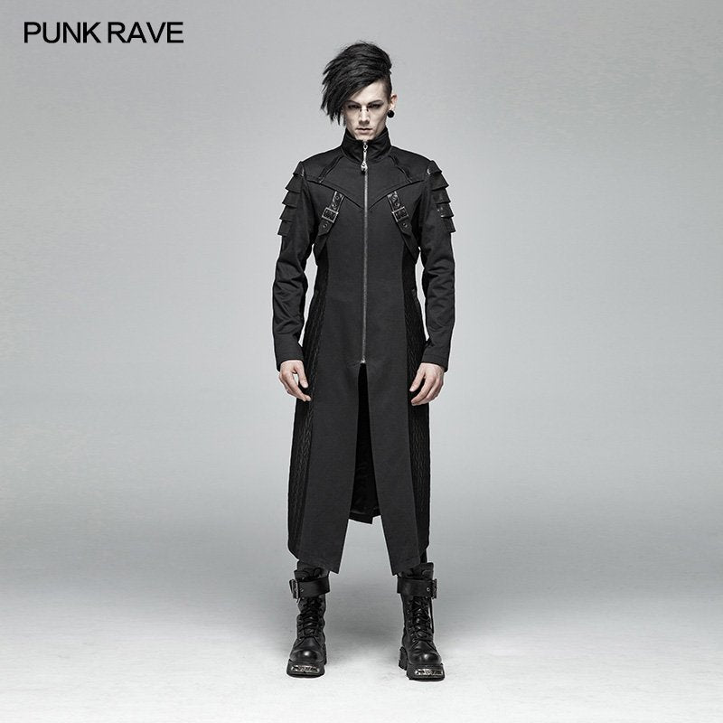 WY-999 Men Dark Punk Armor Jacket Long Handsome Coat