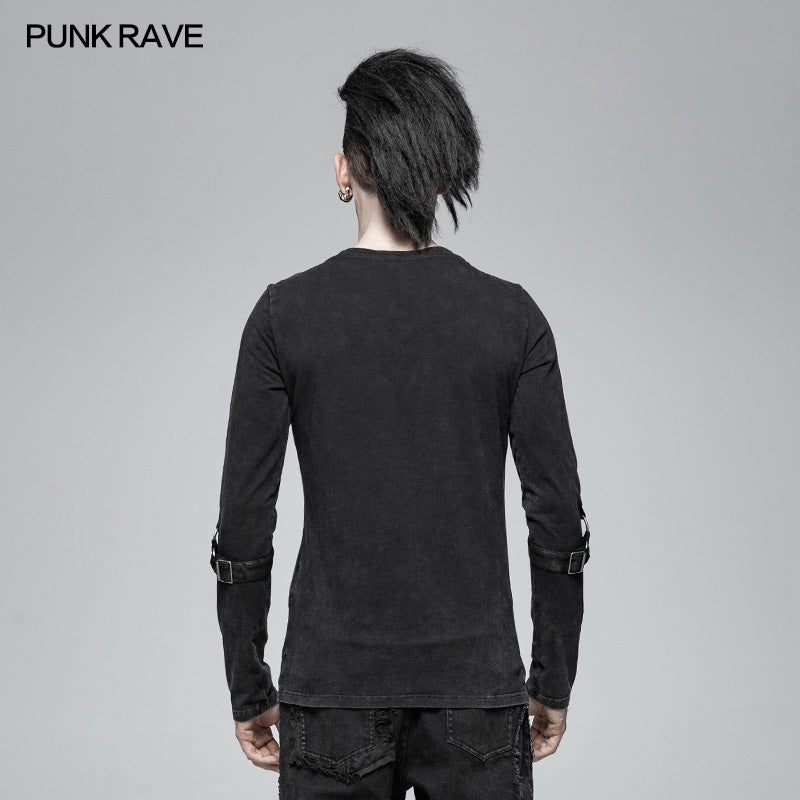 WT-561 Steampunk Lace-up Neckline Long Sleeve T Shirt