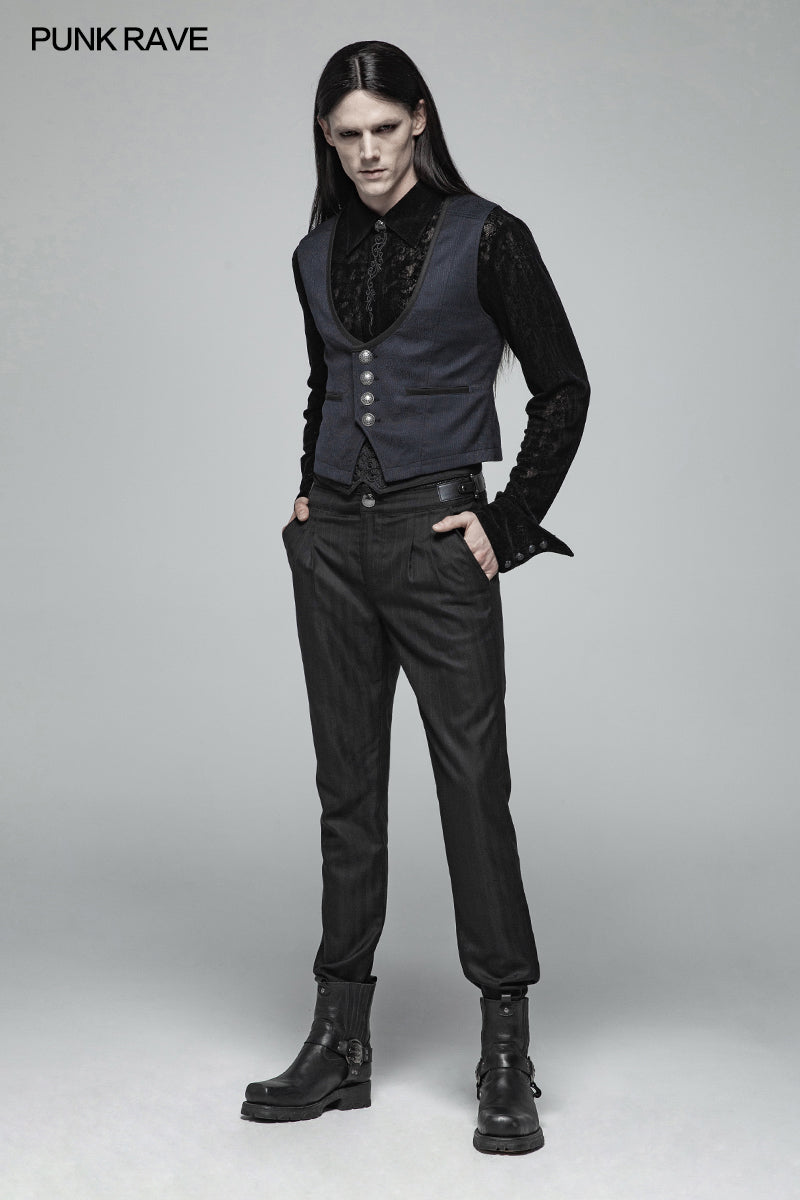 OY-1005 Gothic Lace Long Sleeve Flocking Shirt For Men