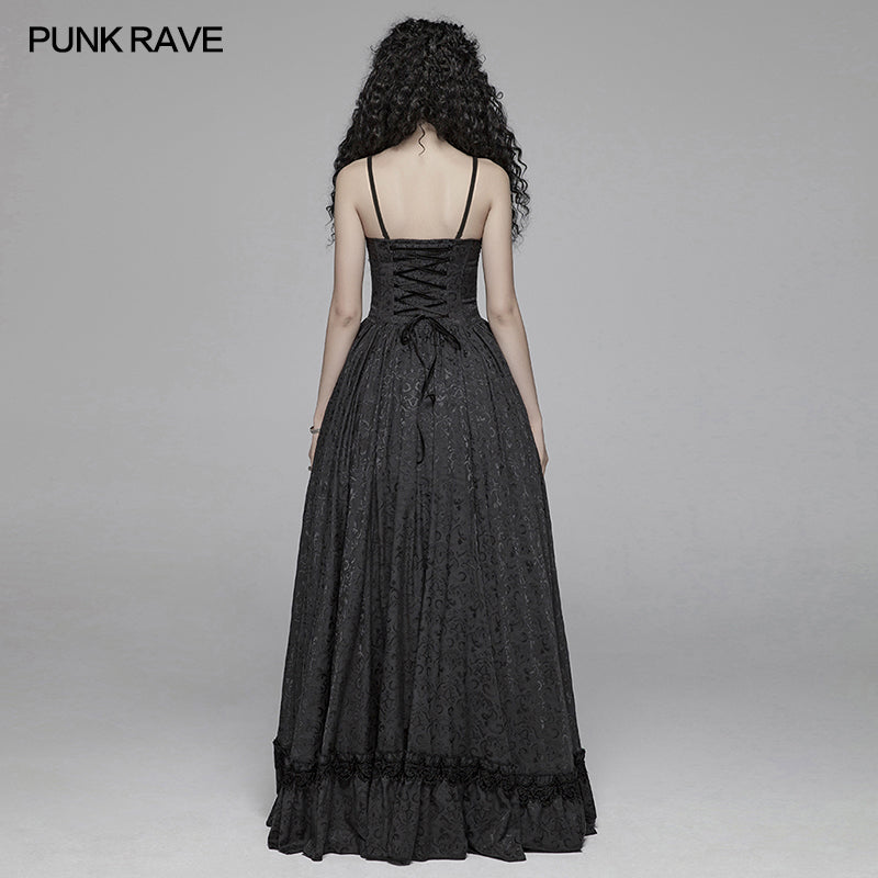 WQ-420 Gothic Women Tube Jacquard Long Skirt Lace-up Ball Gown Dress