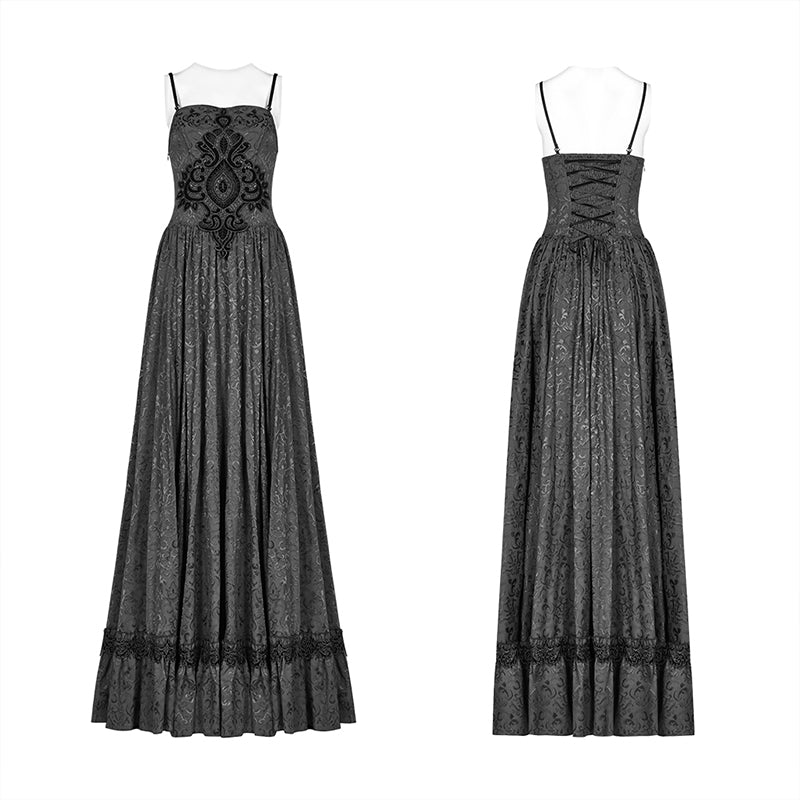 WQ-420 Gothic Women Tube Jacquard Long Skirt Lace-up Ball Gown Dress