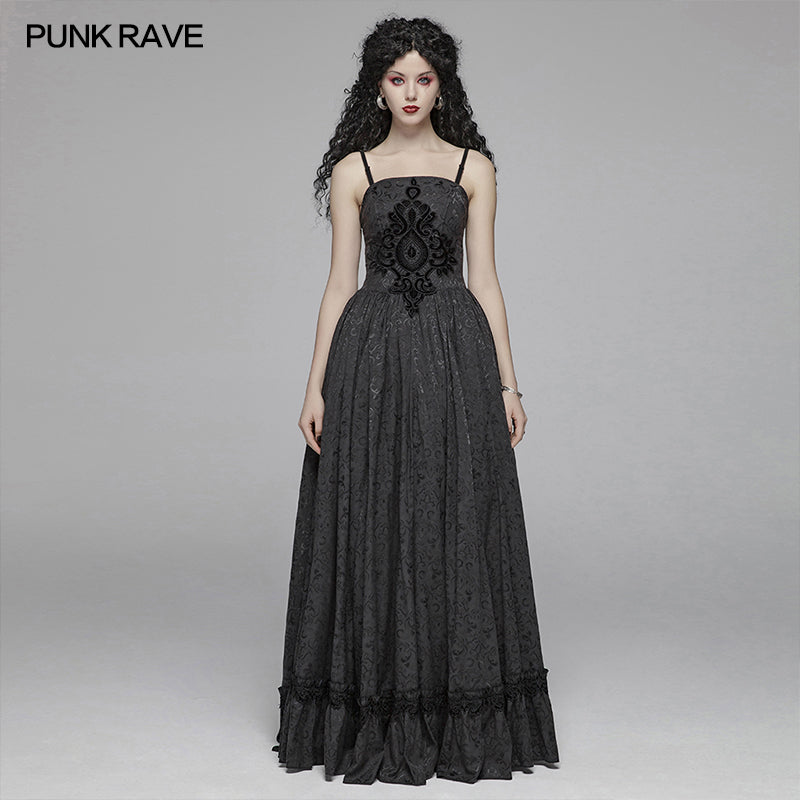 WQ-420 Gothic Women Tube Jacquard Long Skirt Lace-up Ball Gown Dress