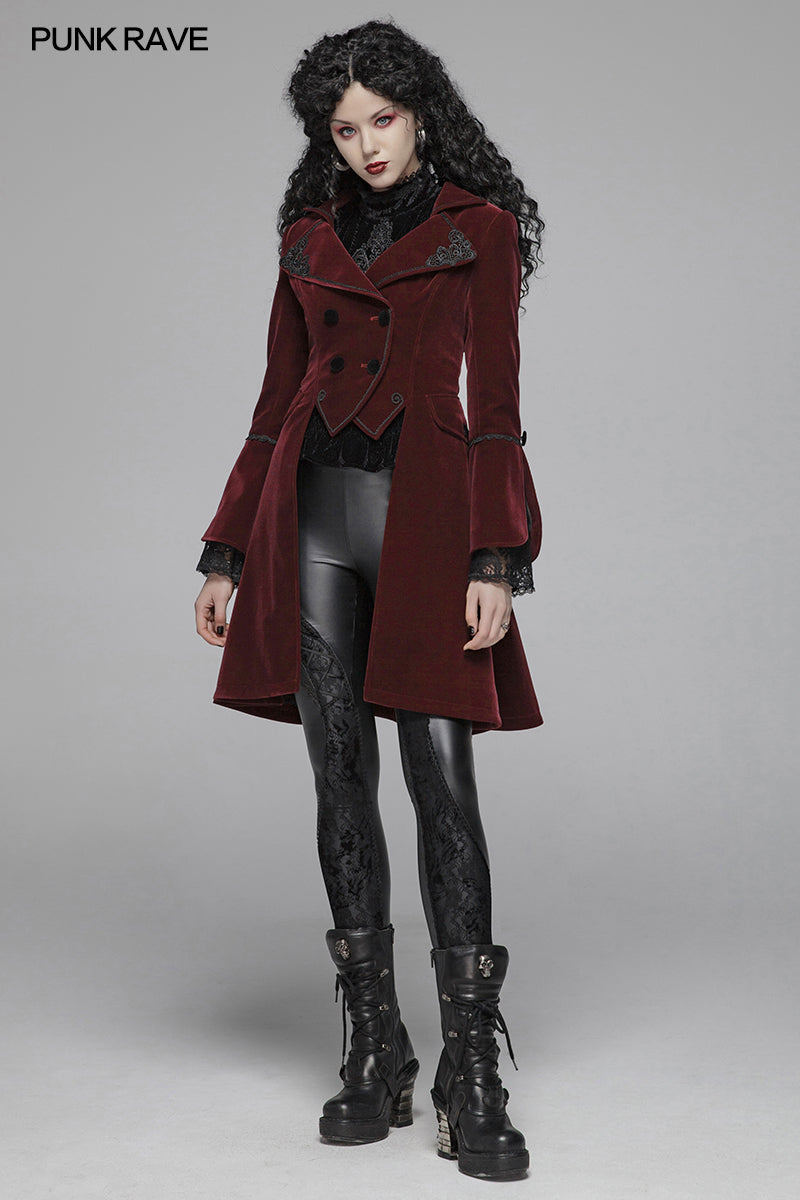 WLY-089 Women Gothic Lolita Long Sleeve Medium Long Velvet Coat