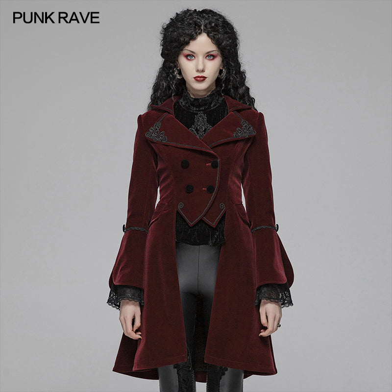 WLY-089 Women Gothic Lolita Long Sleeve Medium Long Velvet Coat