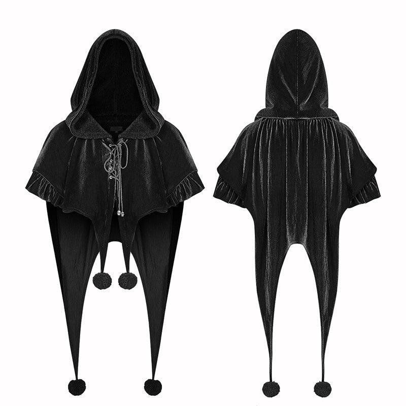 WLY-092 Lolita Velvet Short Hooded Loose Cloak With Cute Wooly Balls