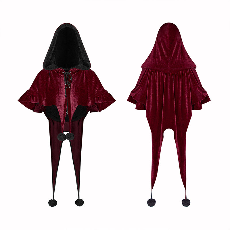 WLY-092 Lolita Velvet Short Hooded Loose Cloak With Cute Wooly Balls