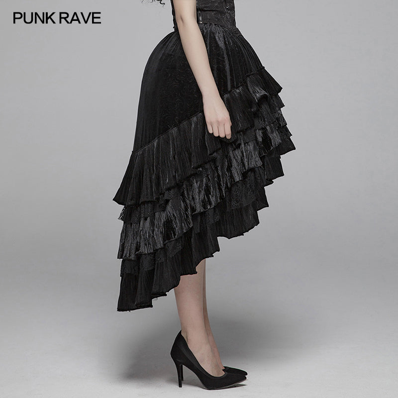 WQ-413 Gothic Dark Grain Velvet Irregular Half Skirt For Women