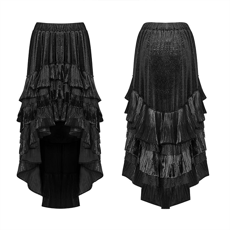 WQ-413 Gothic Dark Grain Velvet Irregular Half Skirt For Women