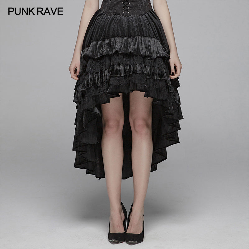 WQ-413 Gothic Dark Grain Velvet Irregular Half Skirt For Women