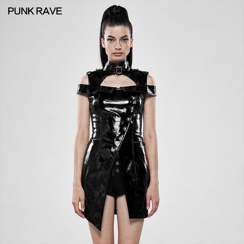 WQ-449LQF Punk flaming patent leather dress