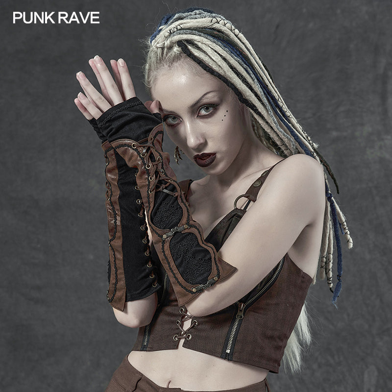 WS-324SSF Steampunk fingerless vintage gloves