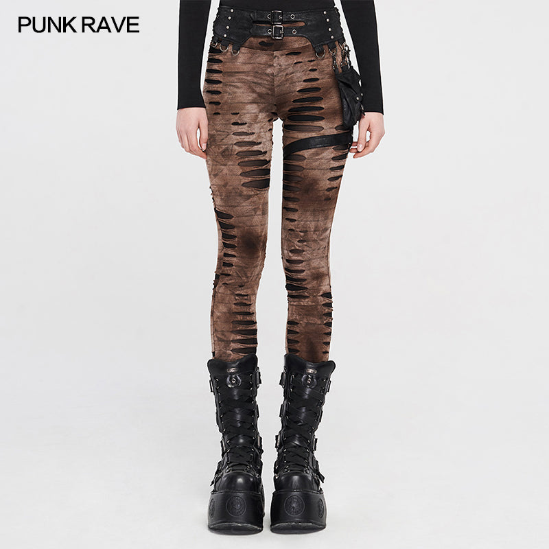 WK-421DQF Steampunk detachable waistbag leggings