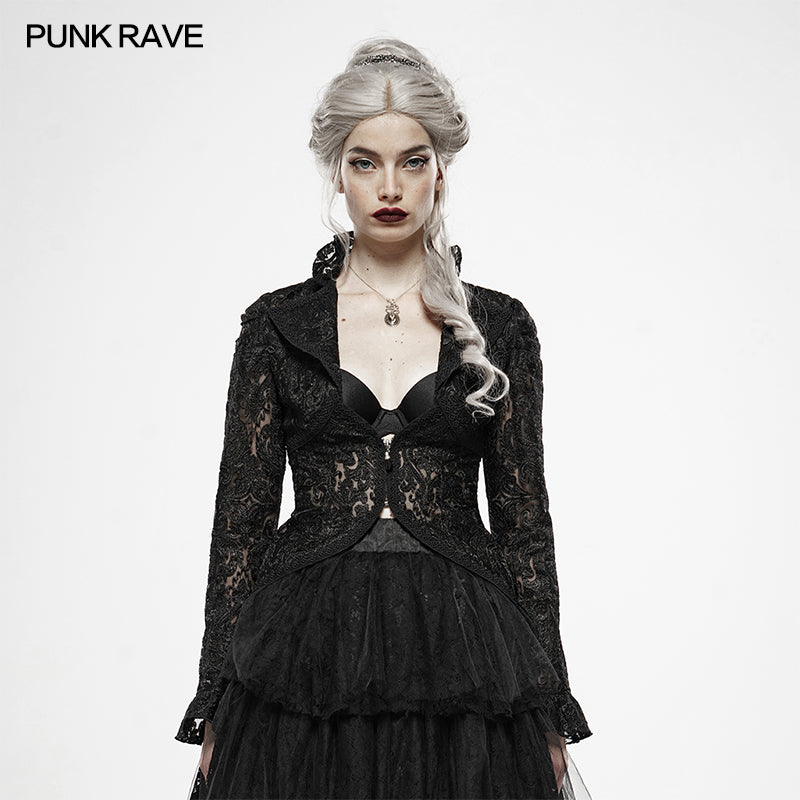 WY-1144 Dark Queen Perspective Lace Coat