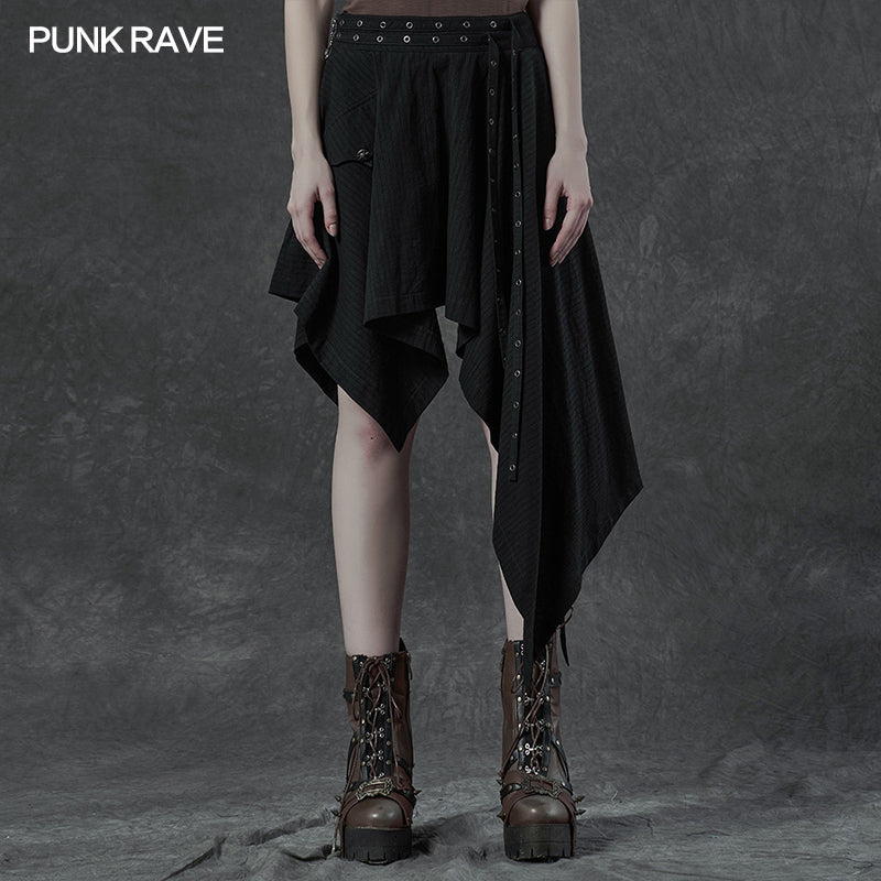 WQ-506BQF Punk asymmetrmetric vertical half skirt