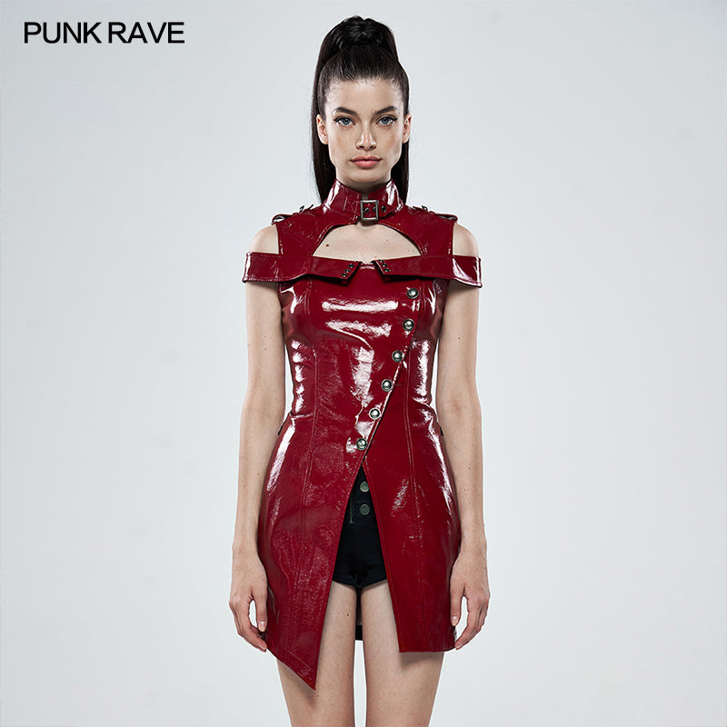 WQ-449LQF Punk flaming patent leather dress