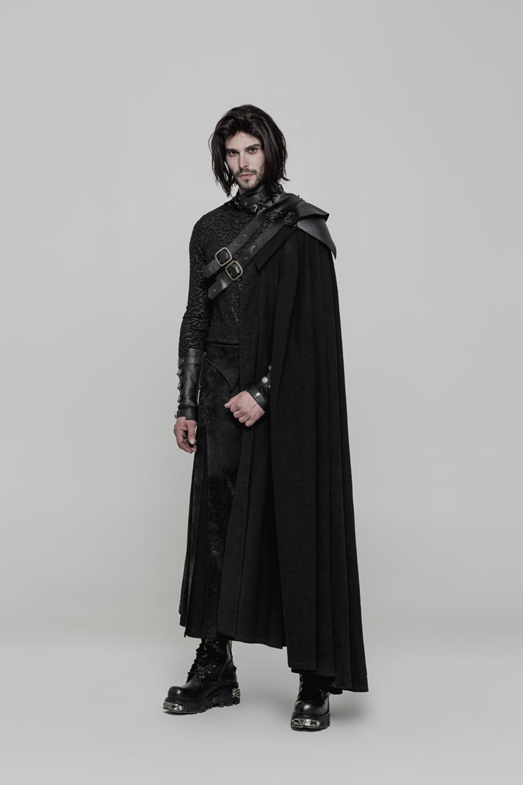 WY-878 Handsome Long Irregular Uniform Gothic Cloak With Sleeve Slit On Front