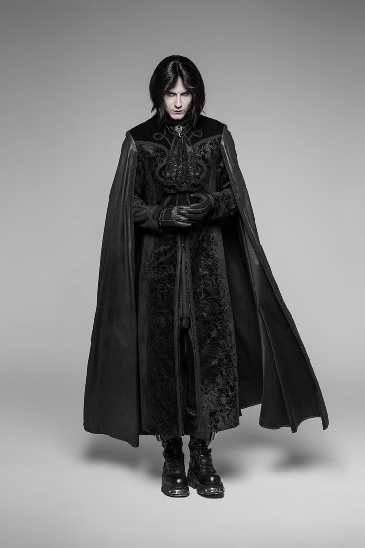 WY-934 Dracula Gorgeous Gothic Cape Cloak Embossed Velvet Long Coat