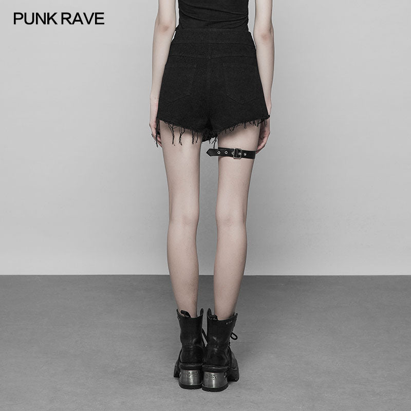 OPK-221 Double Belt Row Buckle Punk Fake Half Skirt