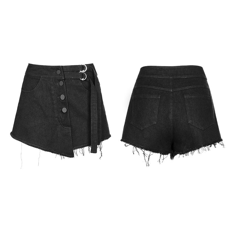 OPK-221 Double Belt Row Buckle Punk Fake Half Skirt