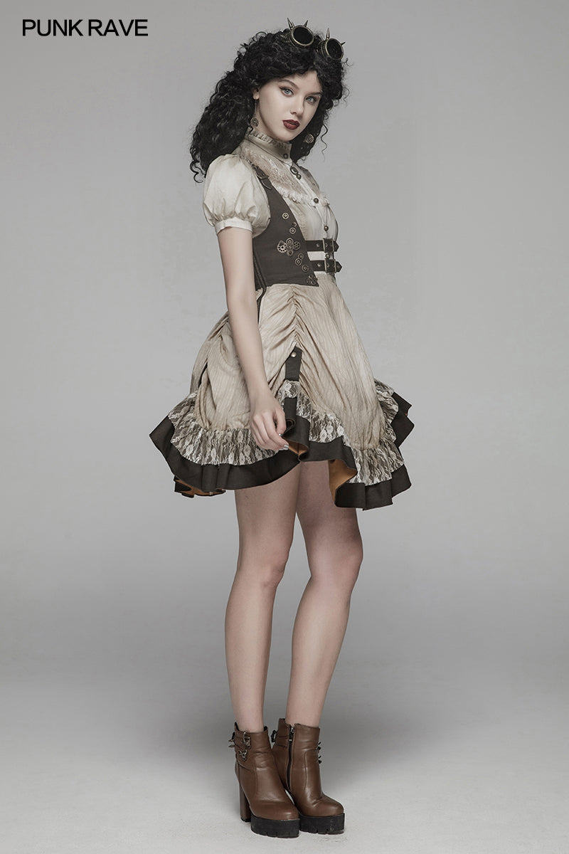 WQ-424 Steam Punk Lolita Dress With Lace-up Back