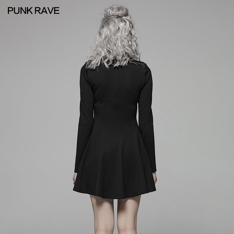 WQ-415 PUNK High Neck Long Sleeve Dress For Women